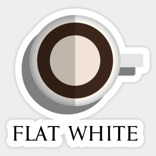 Flat white hot coffee in top view flat design illustration Sticker